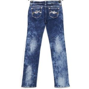 Vo Virgin Only Straight Jeans Acid Washed Stretch Bling Sequins 27‎ x 32